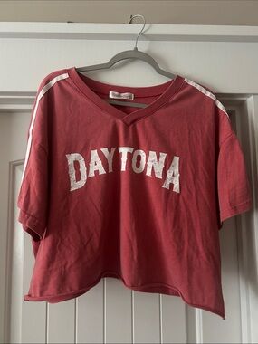 Young Fabulous & Broke Vintage-Look Coral V-Neck DAYTONA Tee